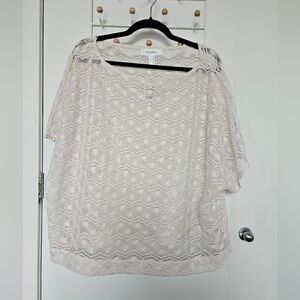 NWT Addition Elle Light Cream Crochet Top 2X